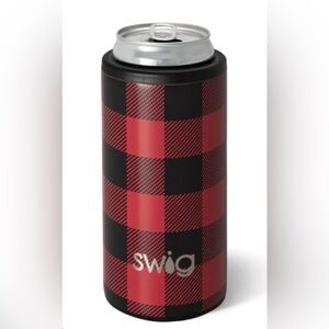 SWIG • NWOT • 12 oz Buffalo Plaid Skinny Can Cooler
